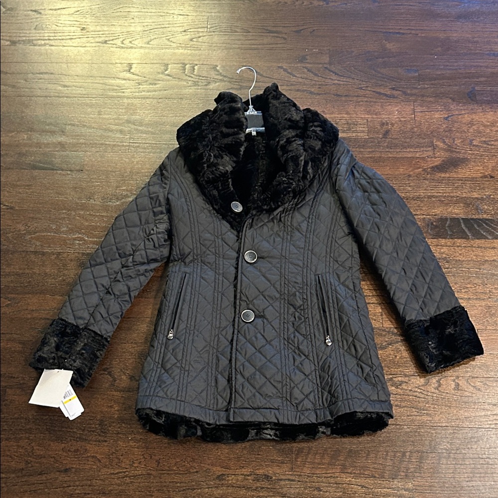NWT Laundry Women’s Black Quilted/Faux Reversible Jacket Size Medium